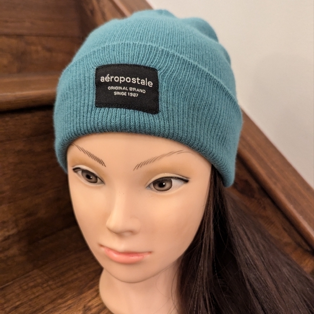 Aeropostale Teal Beanie one size knit Hat toque New